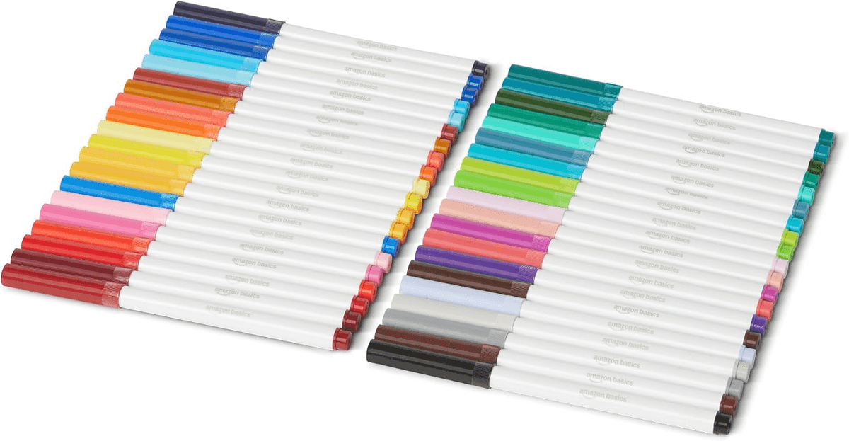 Amazon Basics Super Tip Washable Markers, 40 Colors
