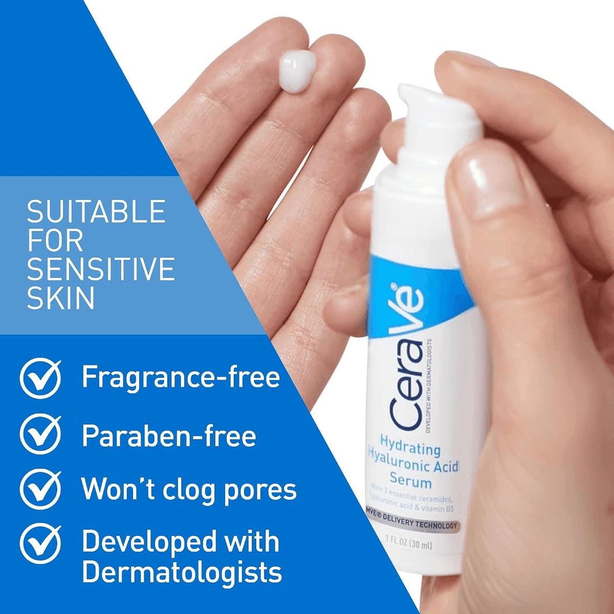 CeraVe Hydrating Hyaluronic Acid Face Serum, 1 oz image 4