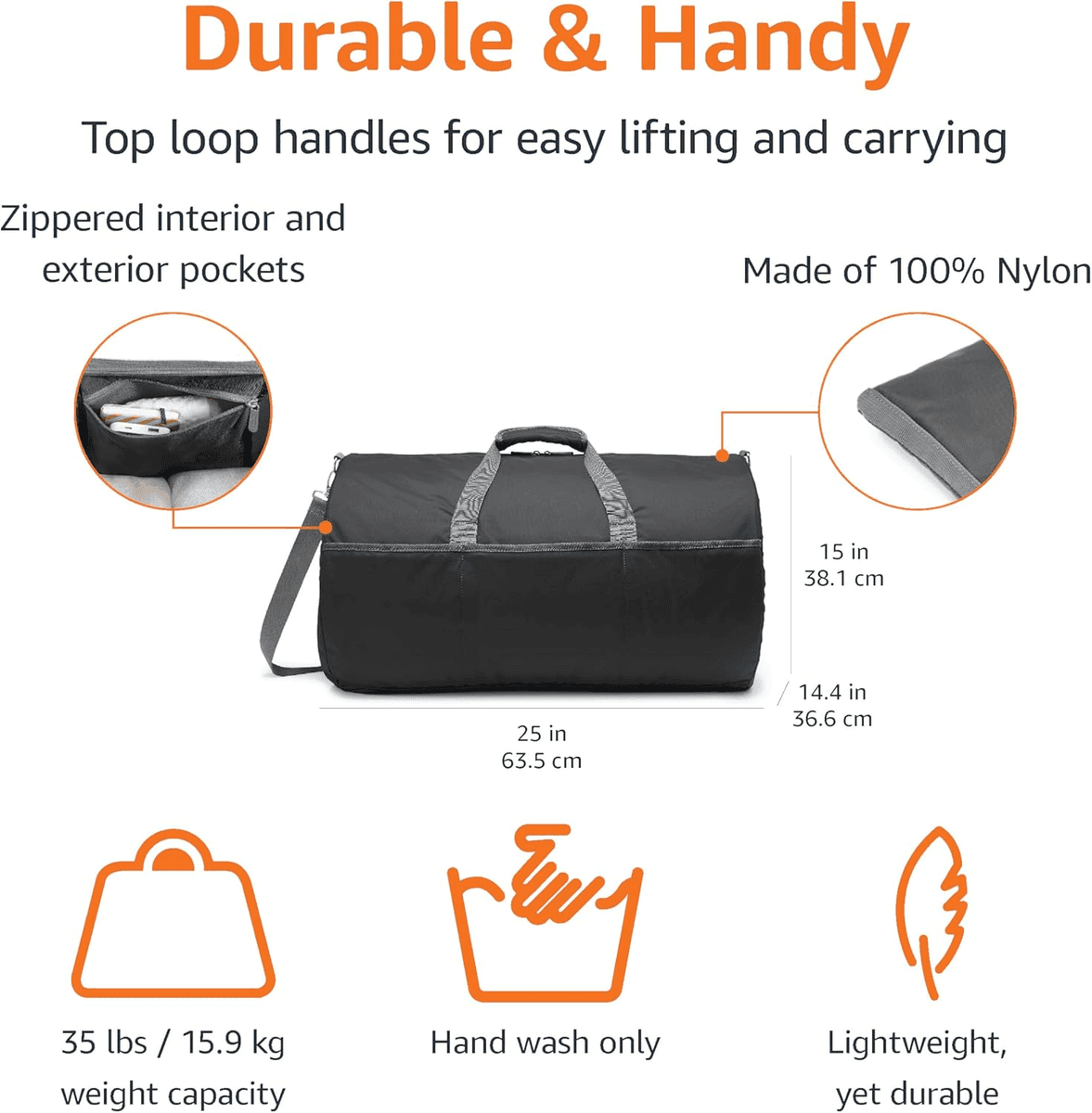 Amazon Essentials Lightweight 25-Inch Duffel Bag - Black image 2