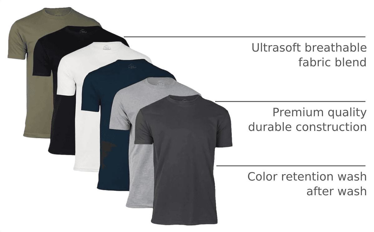 True Classic Men's Staple Crew-Neck T-Shirts (6-Pack, X-Large) image 4