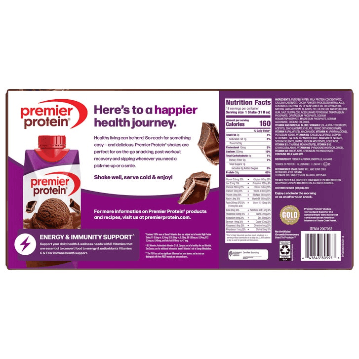 Premier Protein 30g Chocolate Shakes, 11 fl oz, 18-Pack image 3