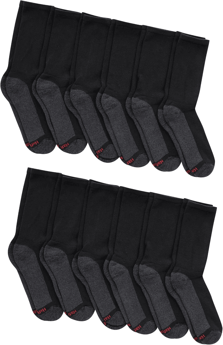 Hanes Men's Max-Cushioned Crew Socks, 12-Pair Pack image 2