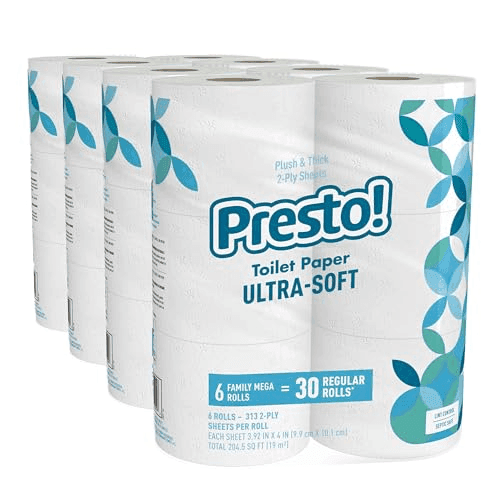 Presto! Ultra-Soft 2-Ply Toilet Paper, 24 Family Mega Rolls