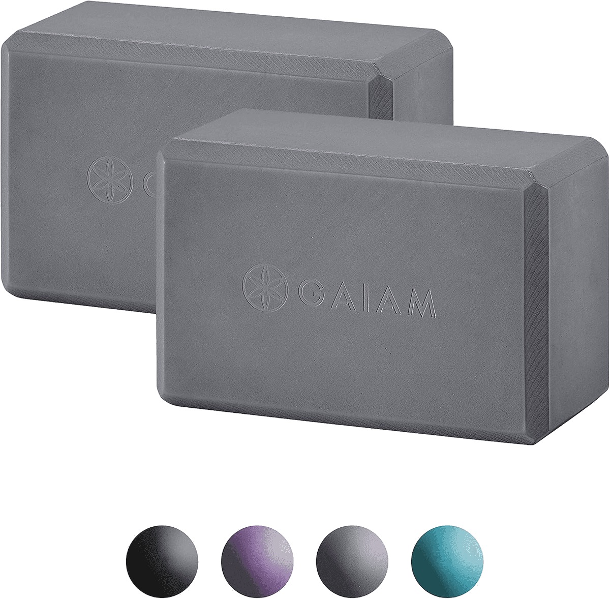 Gaiam Supportive EVA Foam Yoga Blocks, Gray, 2-Pack