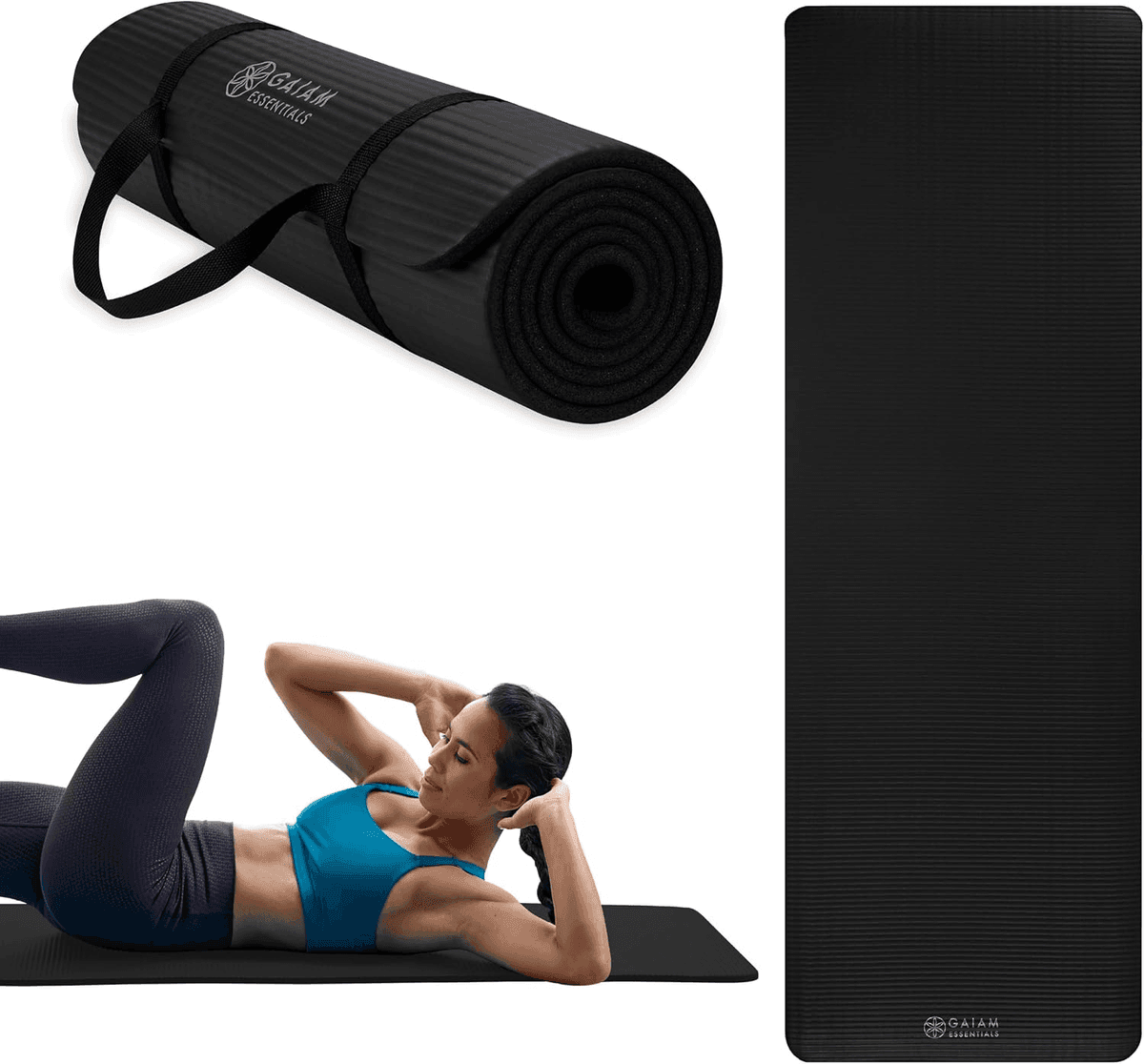 Gaiam Essentials 10mm Thick Yoga Mat with Carrying Strap image 2
