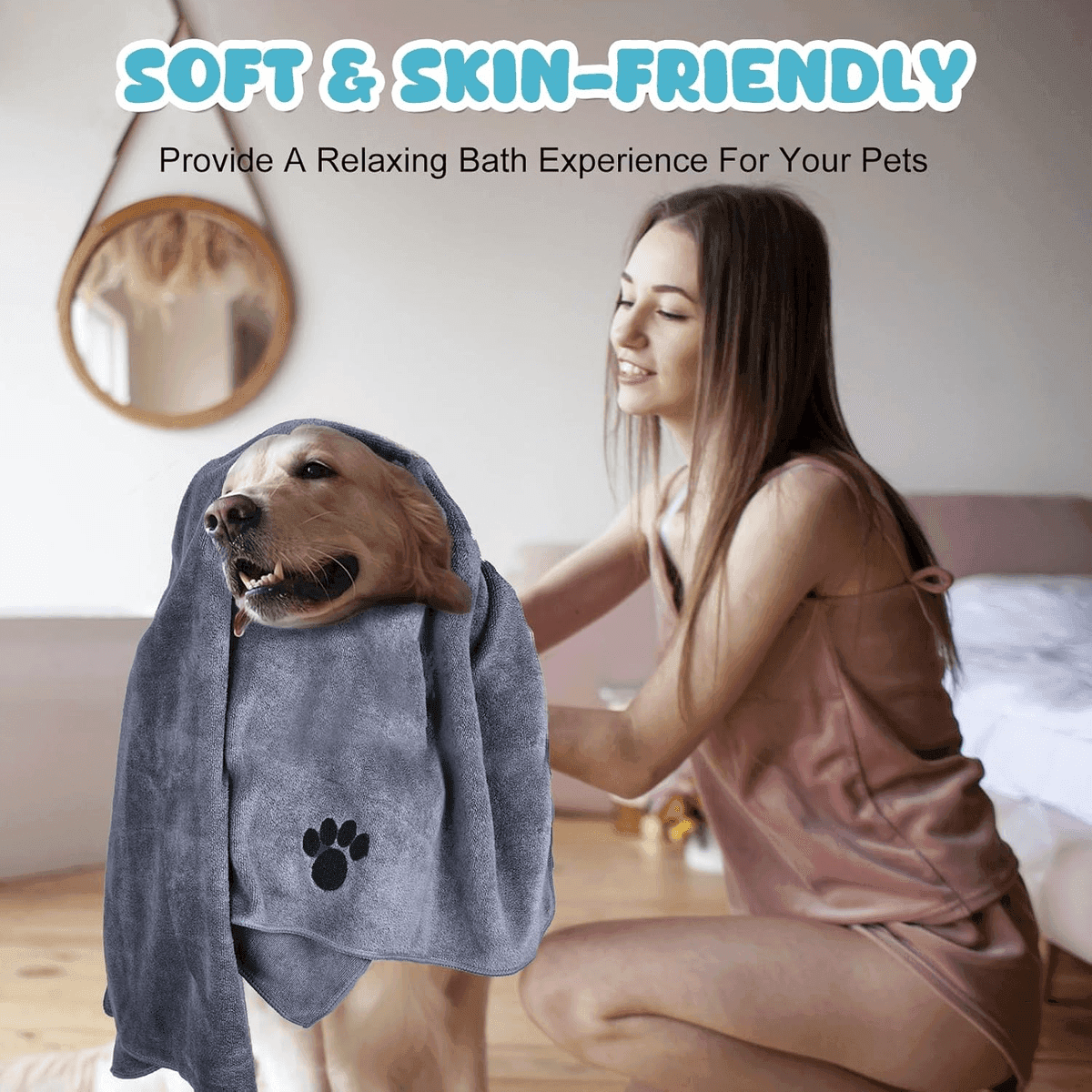 WOUSEDO 2-Pack Microfiber Dog Towels - Grey image 5