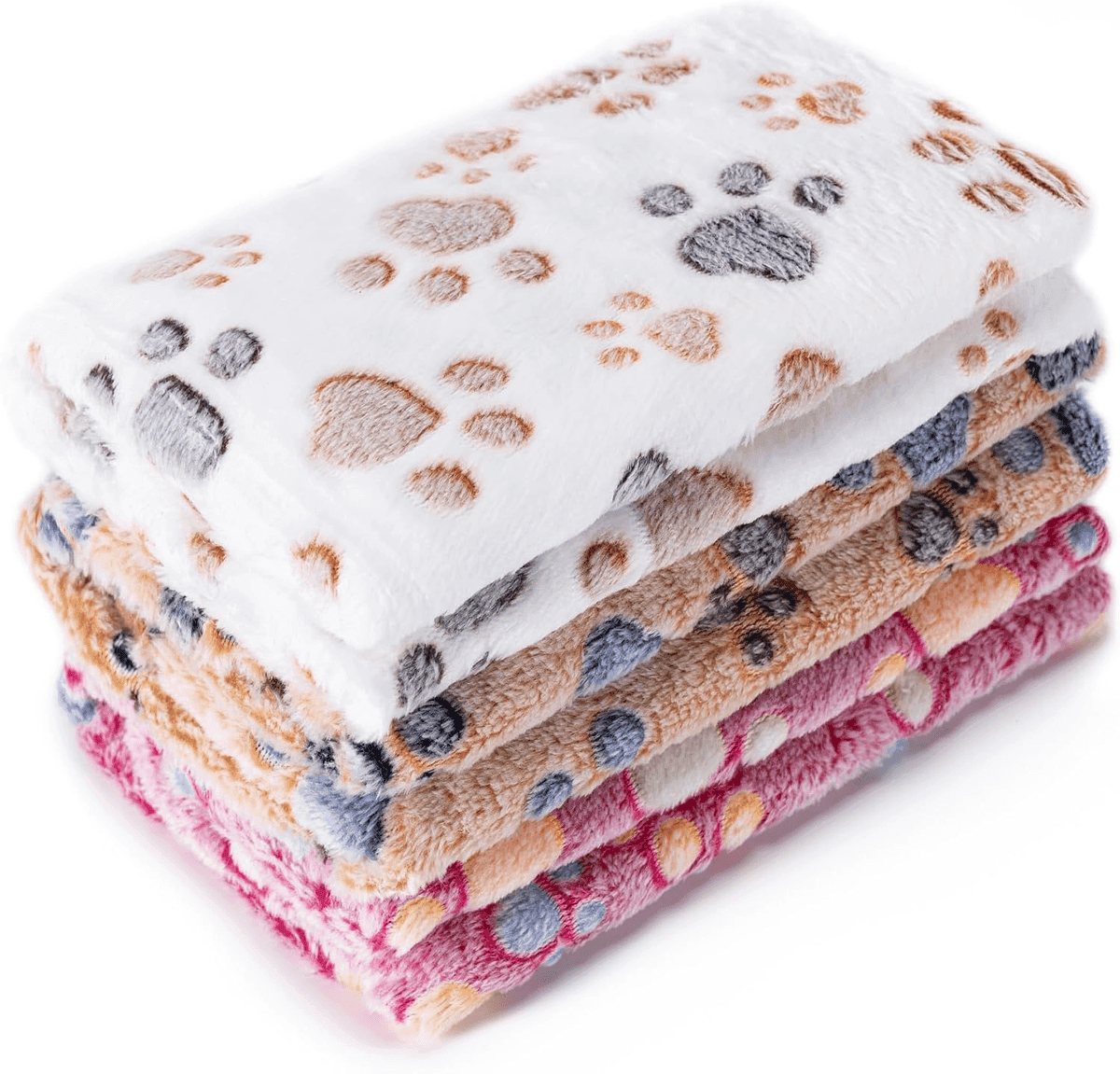 CADONO 3-Pack Small Flannel Pet Blankets