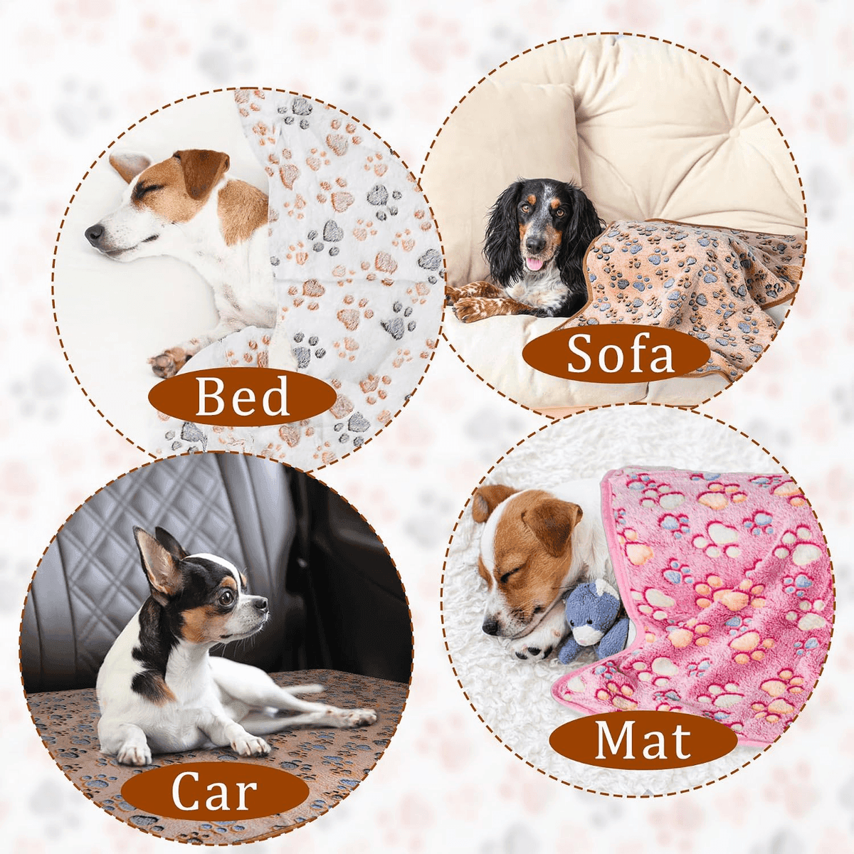 CADONO 3-Pack Small Flannel Pet Blankets image 4