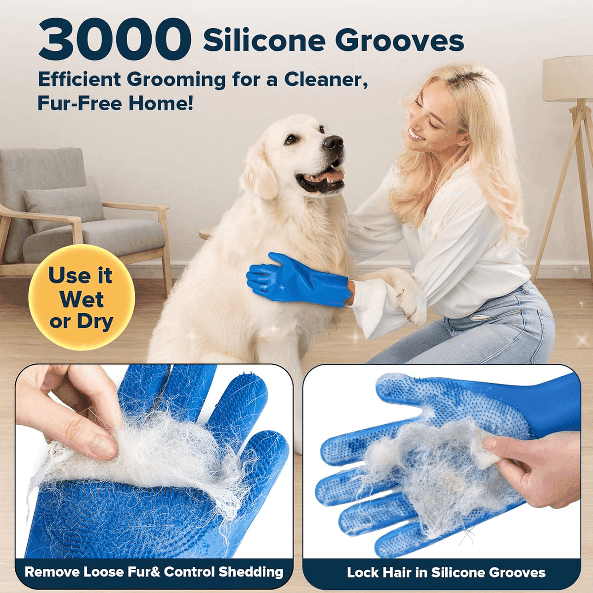 Augwind 6-Piece Pet Grooming and Bath Kit - Navy Blue image 3