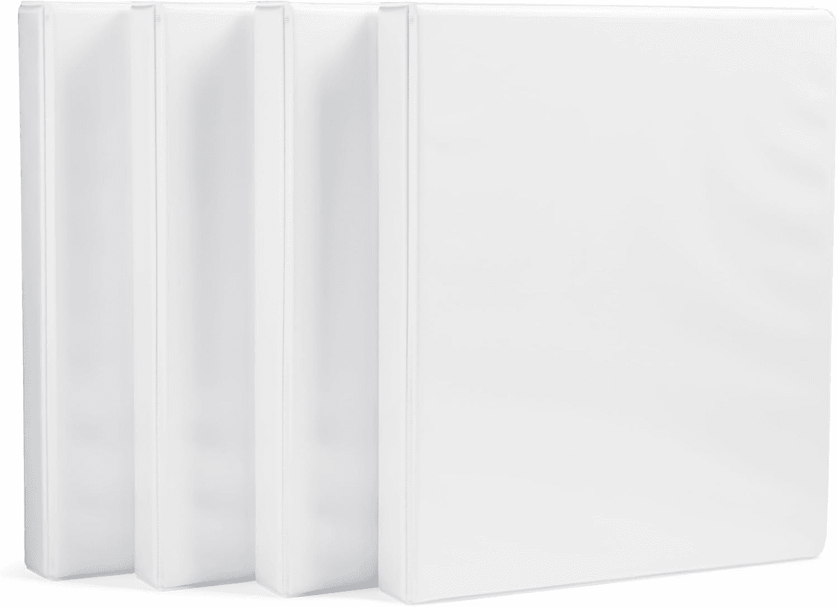 Amazon Basics 1-Inch White 3-Ring Binders, 4-Pack