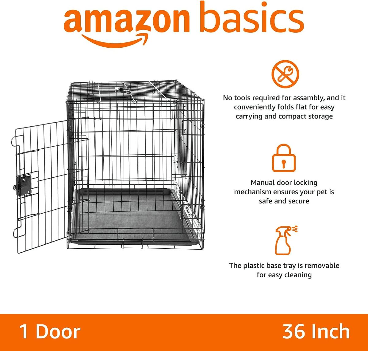 Amazon Basics 36-Inch Single-Door Dog Crate with Divider $46.99 image 2