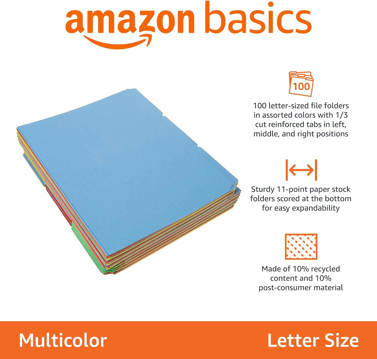 Amazon Basics Assorted Letter File Folders 100-Pack - $18.43 image 2