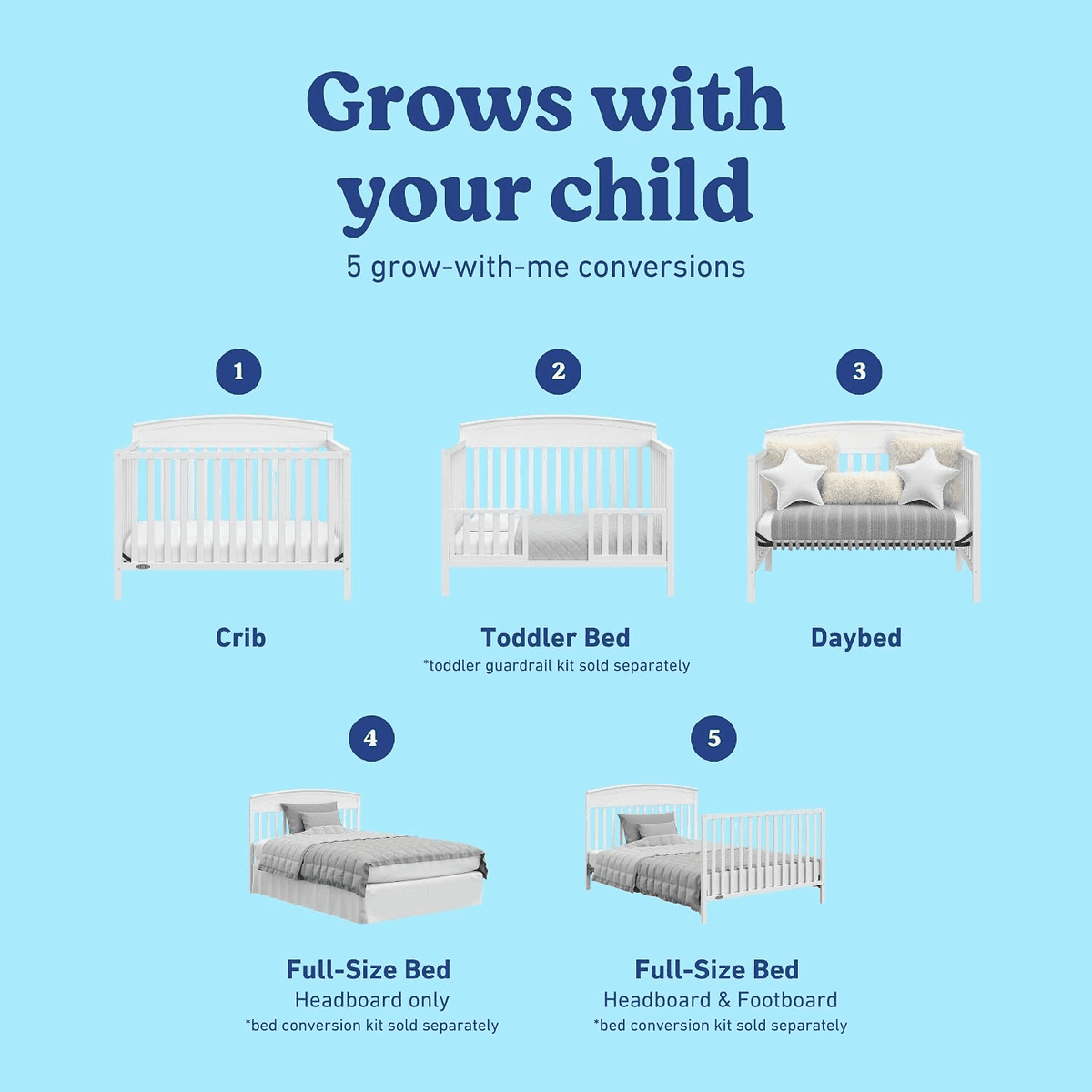 Graco Benton 5-in-1 Convertible Crib, White image 5