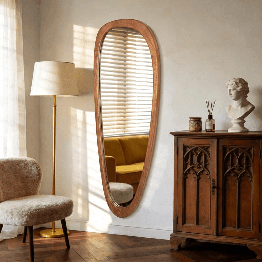 LuxHomez 22 x 60-Inch Irregular Wood-Frame Wall Mirror image 2