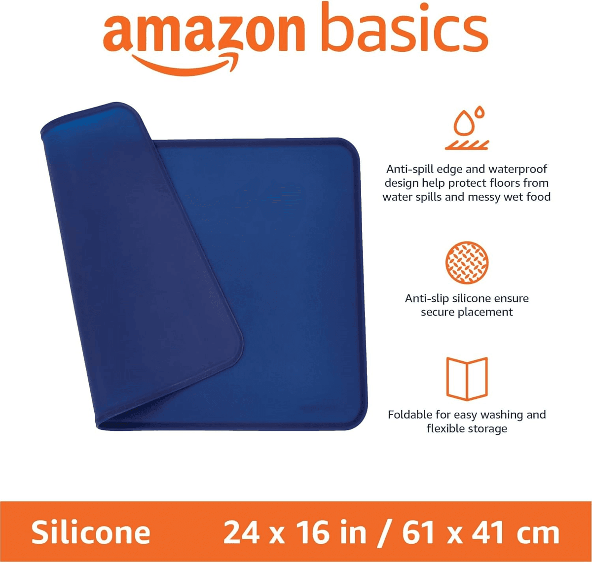 Amazon Basics Waterproof Silicone Pet Feeding Mat, 24 x 16 Inches image 2