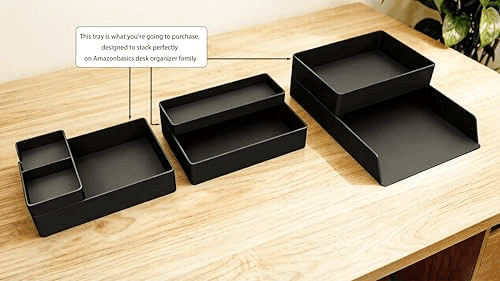 Amazon Basics Rectangular Plastic Desk Organizer, Black image 5