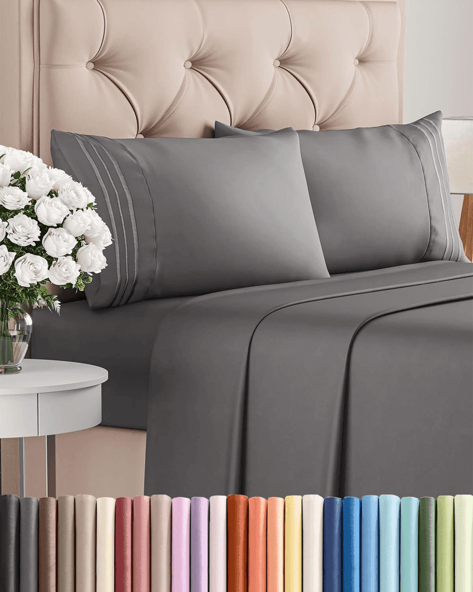CGK Unlimited 4-Piece Queen Sheet Set - Dark Grey
