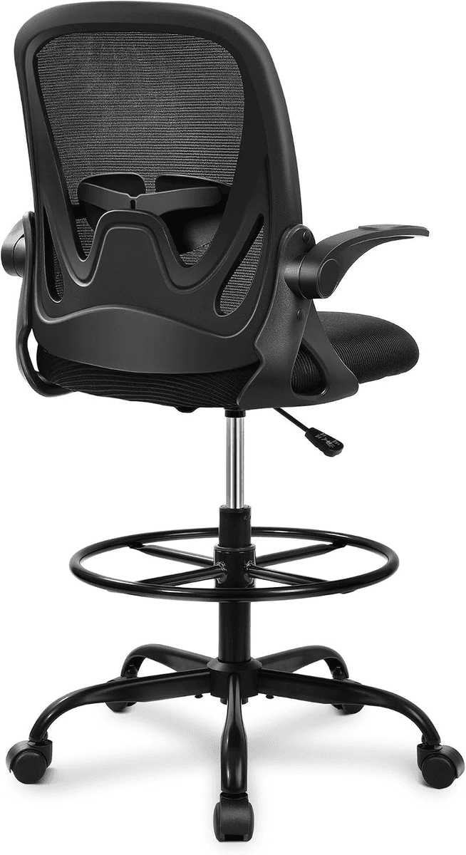 Primy Ergonomic Drafting Chair with Adjustable Footrest - Black
