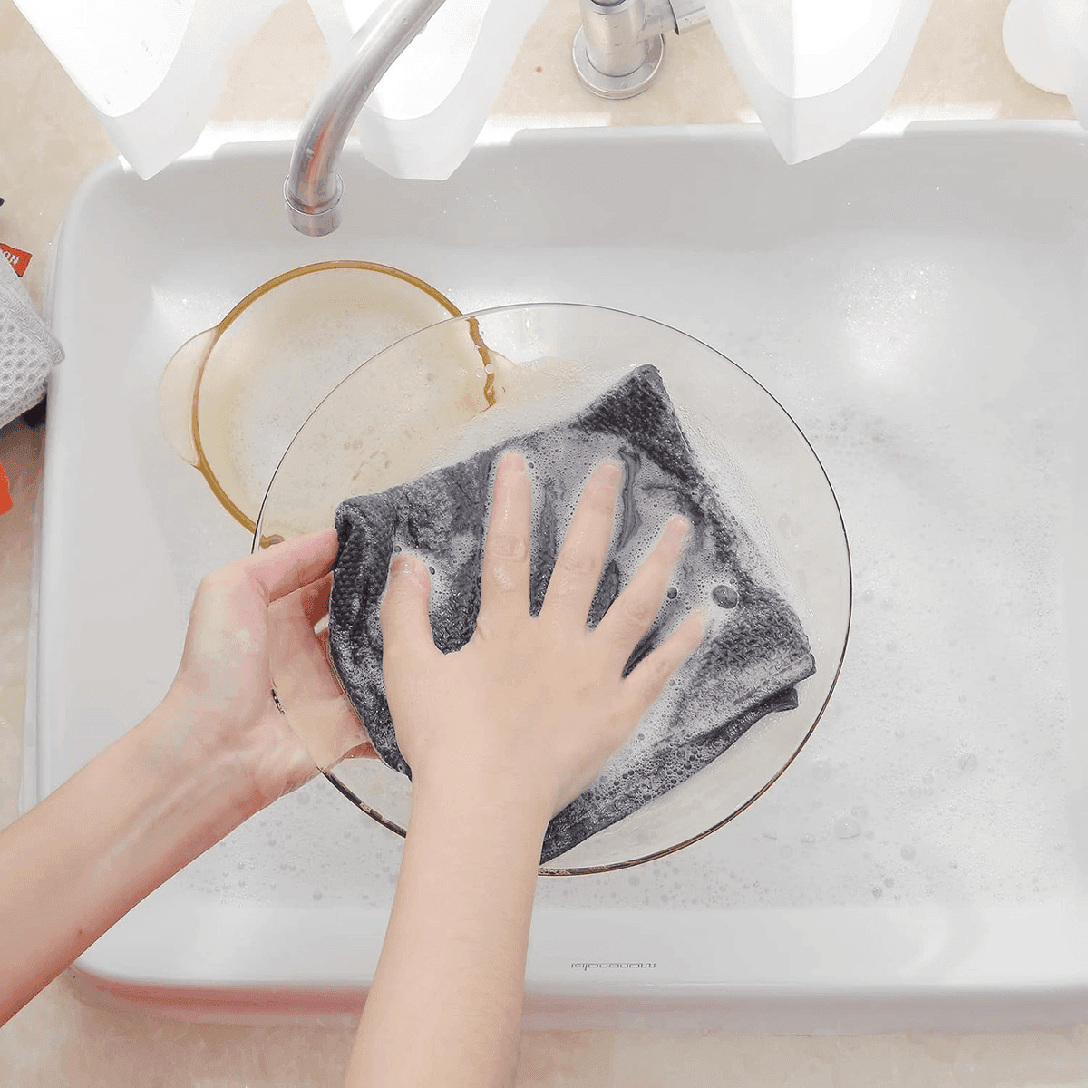 Homaxy 12 x 12-Inch Cotton Dishcloths, Dark Gray, 6-Pack image 4