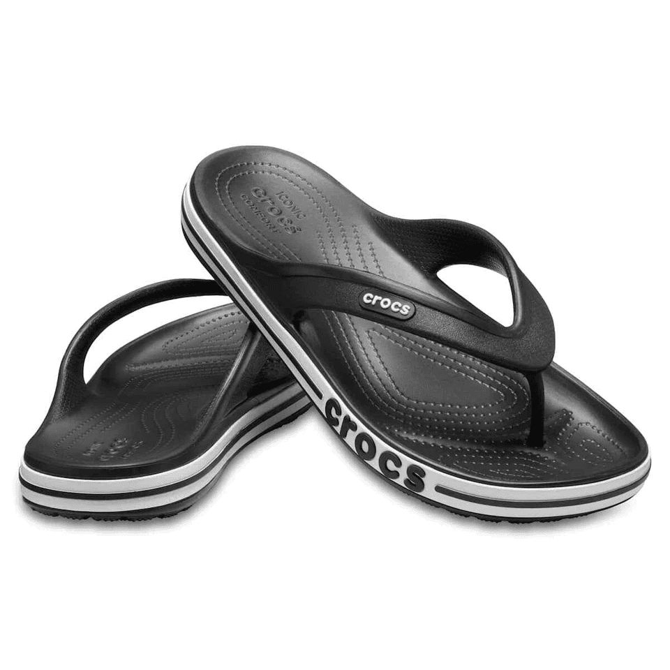 Crocs Bayaband Flip-Flop Sandals - Black/White, M11 image 2